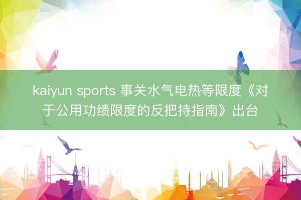 kaiyun sports 事关水气电热等限度《对于公用功绩限度的反把持指南》出台