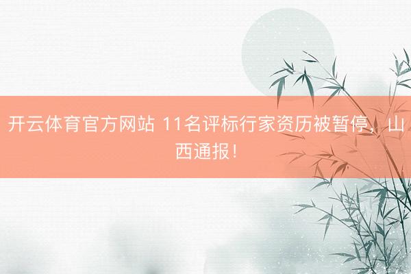 开云体育官方网站 11名评标行家资历被暂停，山西通报！