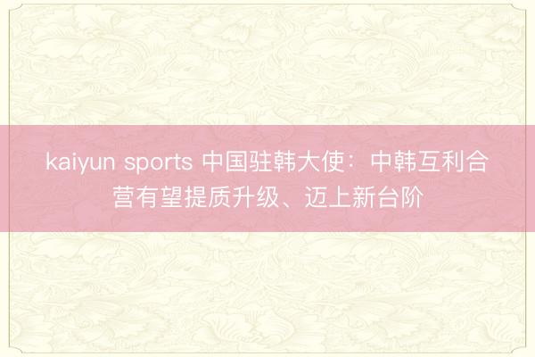 kaiyun sports 中国驻韩大使：中韩互利合营有望提质升级、迈上新台阶