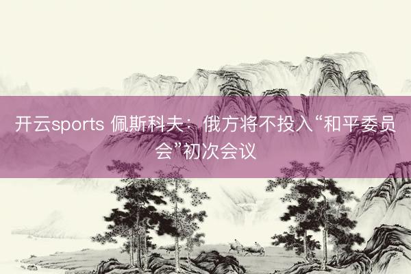 开云sports 佩斯科夫：俄方将不投入“和平委员会”初次会议