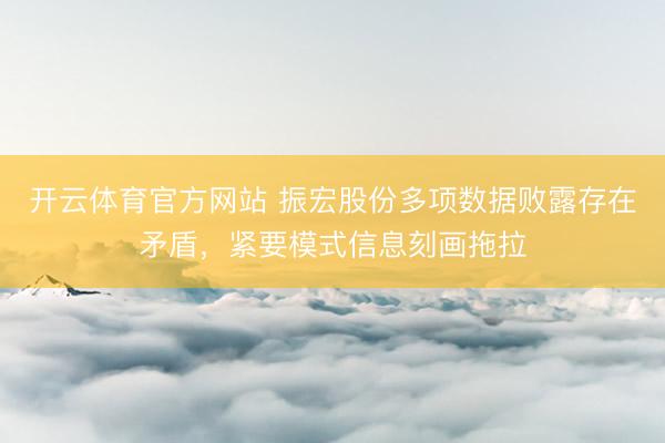 开云体育官方网站 振宏股份多项数据败露存在矛盾,紧要模式信息刻画拖拉