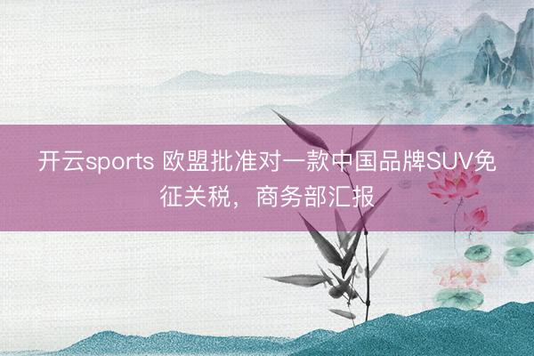 开云sports 欧盟批准对一款中国品牌SUV免征关税,商务部汇报