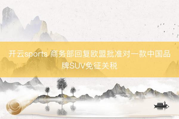 开云sports 商务部回复欧盟批准对一款中国品牌SUV免征关税