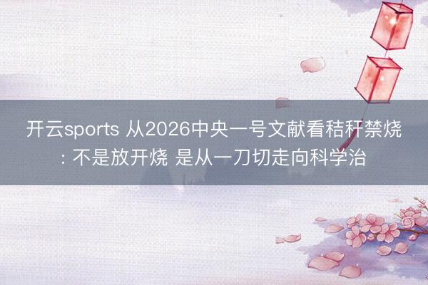 开云sports 从2026中央一号文献看秸秆禁烧: 不是放开烧 是从一刀切走向科学治