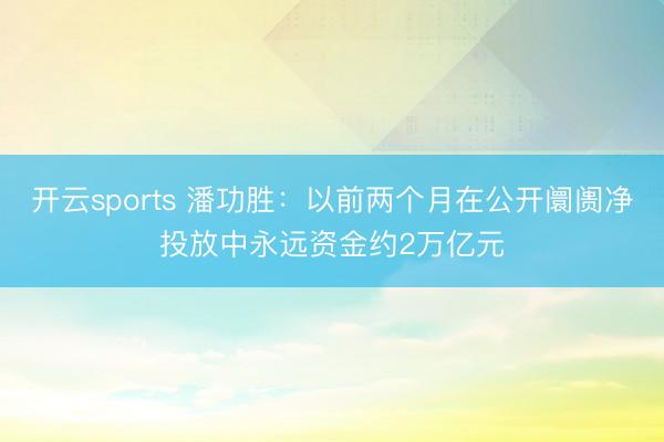 开云sports 潘功胜：以前两个月在公开阛阓净投放中永远资金约2万亿元
