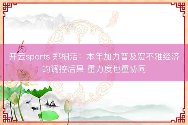开云sports 郑栅洁:本年加力普及宏不雅经济的调控后果 重力度也重协同