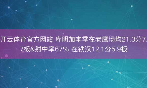 开云体育官方网站 库明加本季在老鹰场均21.3分7.7板&射中率67% 在铁汉12.1分5.9板