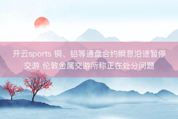 开云sports 铜、铝等通盘合约瞬息沿途暂停交游 伦敦金属交游所称正在处分问题