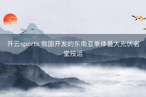 开云sports 我国开发的东南亚单体最大光伏名堂投运