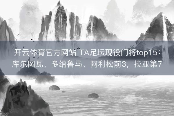 开云体育官方网站 TA足坛现役门将top15:库尔图瓦、多纳鲁马、阿利松前3,拉亚第7
