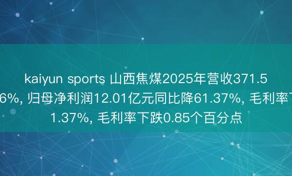 kaiyun sports 山西焦煤2025年营收371.55亿元同比降17.96%， 归母净利润12.01亿元同比降61.37%， 毛利率下跌0.85个百分点